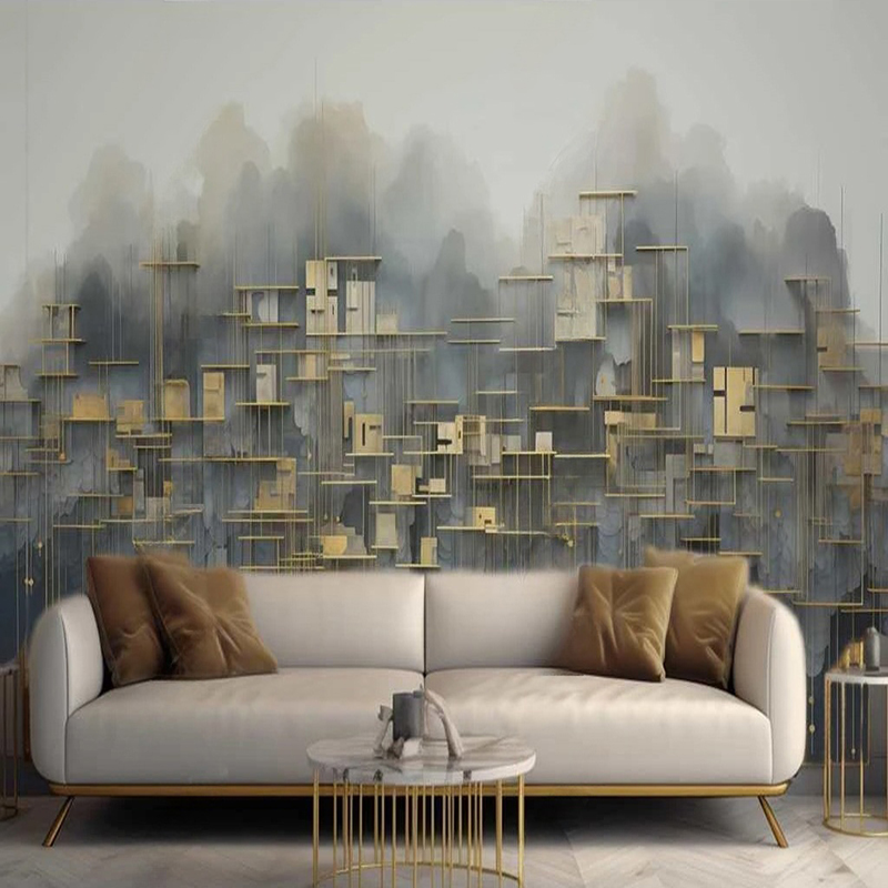 Home Textiles City - Custom ภาพจิตรกรรมฝาผนังสไตล์โมเดิร์นบทคัดย่ออาคารเมืองภาพวาดตกแต่งบ้านห้องนั่งเล่น KTV Bar Cafe ร้านอาหารฉากหลัง