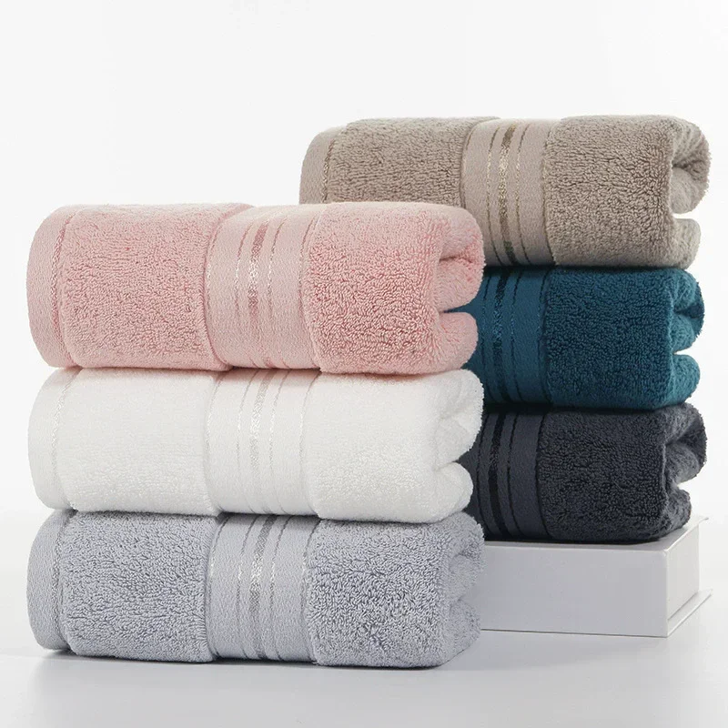 Home Textiles Toallas - ผ้าเช็ดหน้าขนาด 34x74 ซม. ผ้าฝ้ายเนื้อนุ่ม ซึมซับดี สีฟ้าเทาล้วน