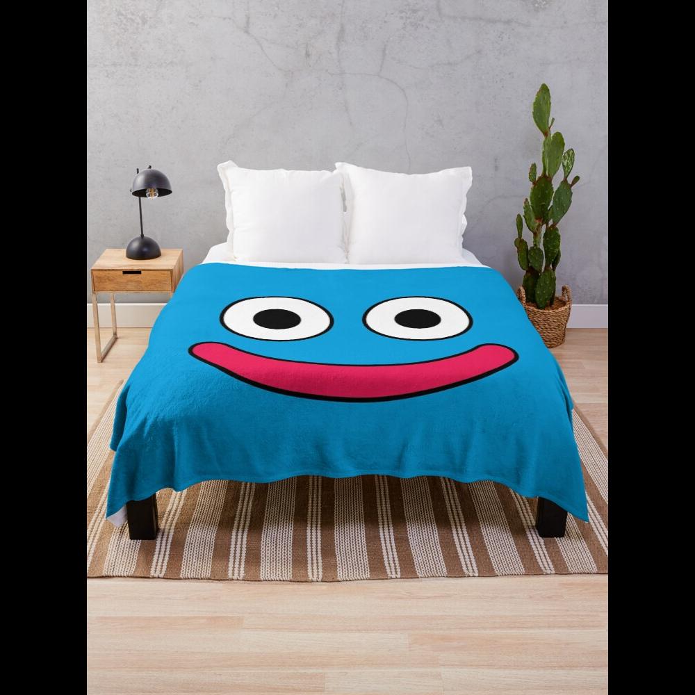 Home Textiles Throw - ผ้าห่มลายดราก้อนเควส สไลม์ นุ่มสบาย เหมาะสำหรับแฟนเกม ของตกแต่งบ้านที่สมบูรณ์แบบสำหรับห้องนั่งเล่น