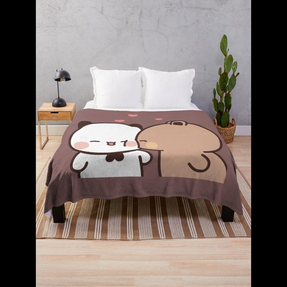 Home Textiles Throw - ผ้าห่มนุ่มสบายลายหมีดูดูจูบแพนด้าบูบู สำหรับโซฟาหรือเตียง ของขวัญสุดน่ารัก