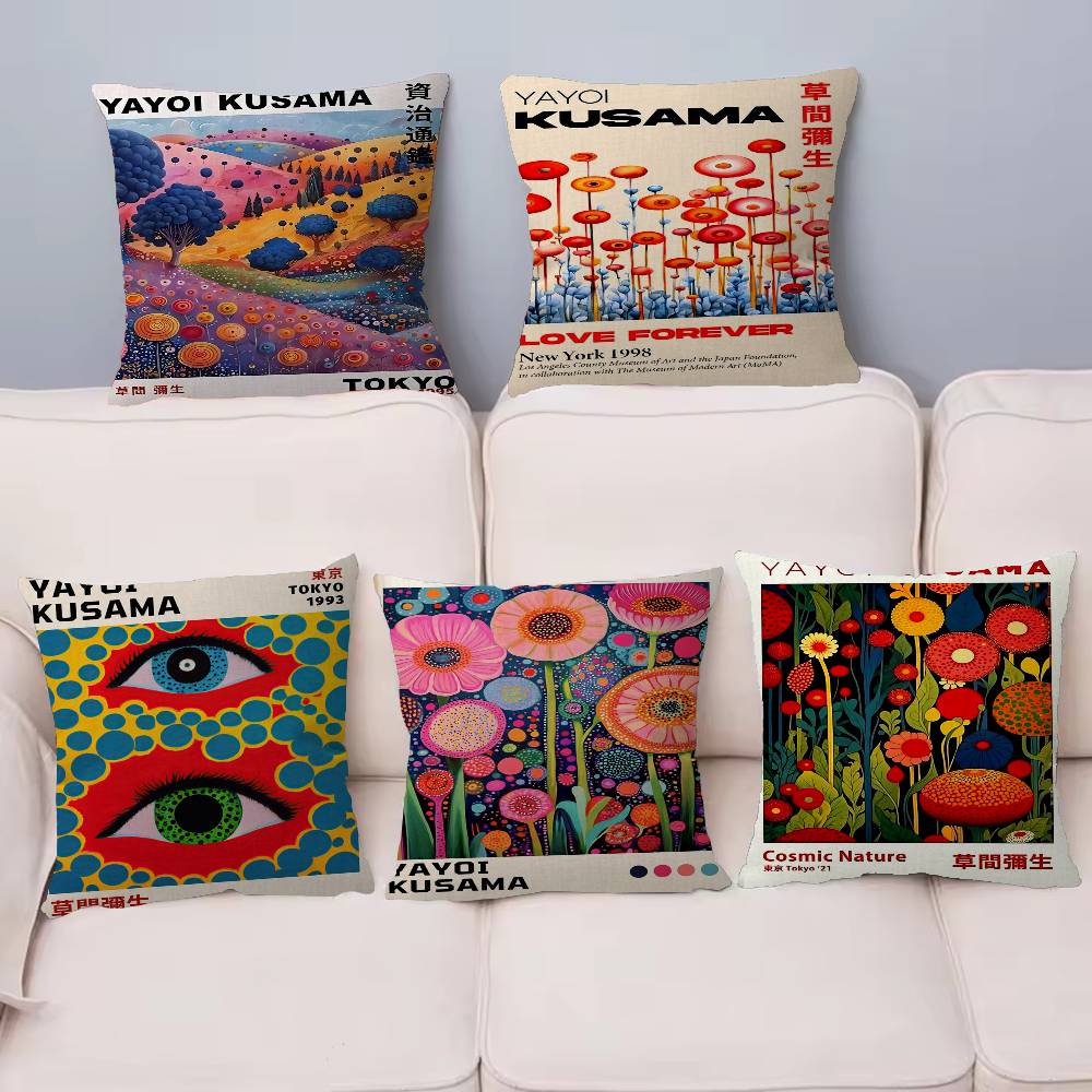 Home Textiles Throw - ปลอกหมอนอิงหลากสีสันสไตล์นอร์ดิกญี่ปุ่น ยาโยอิ คุซามะ ลาย Infinite World