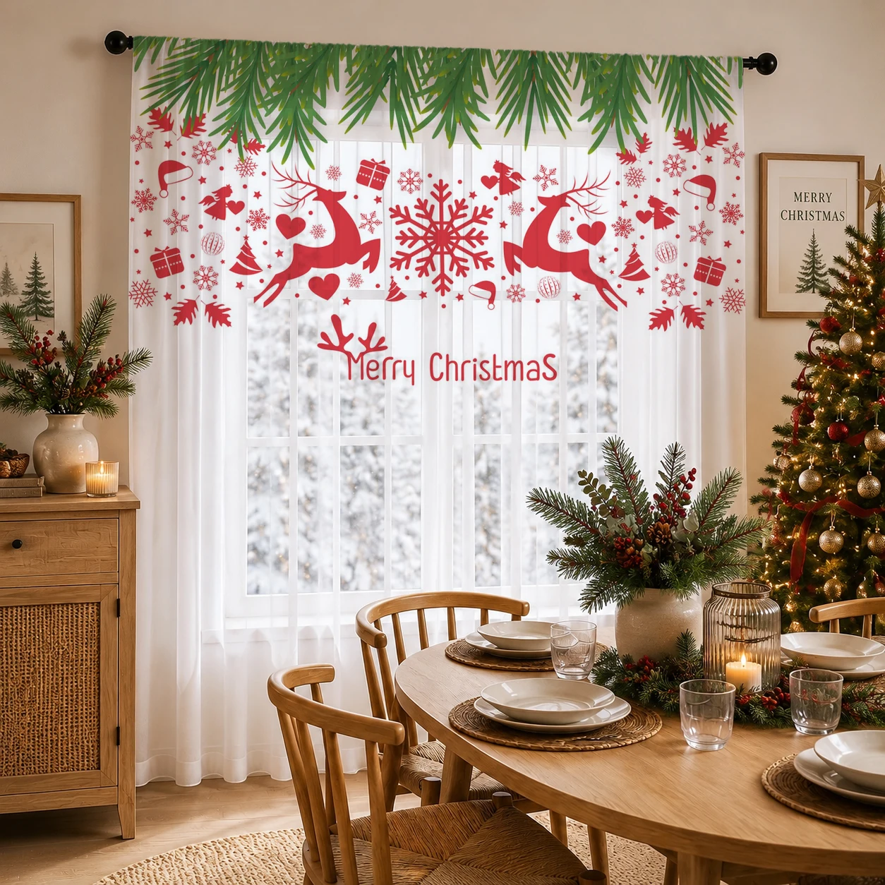 Curtain Sheer Voile - ผ้าม่านโปร่งไล่เฉดสีคริสต์มาส ผ้าม่านโปร่งคุณภาพดี ลดแสงและเพิ่มความเป็นส่วนตัว สำหรับห้องนั่งเล่น/ห้องนอน/ห้องเด็ก ของขวัญวันคริสต์มาส