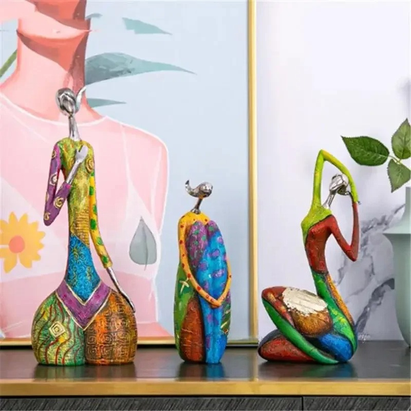 Xt Home Textiles - ภาพวาดผู้หญิงเรซิ่นรูปปั้นFigurinesสําหรับภายในบ้านห้องนั่งเล่นอุปกรณ์ตกแต่งโมเดิร์นประติมากรรมA3548 Artตกแต่ง