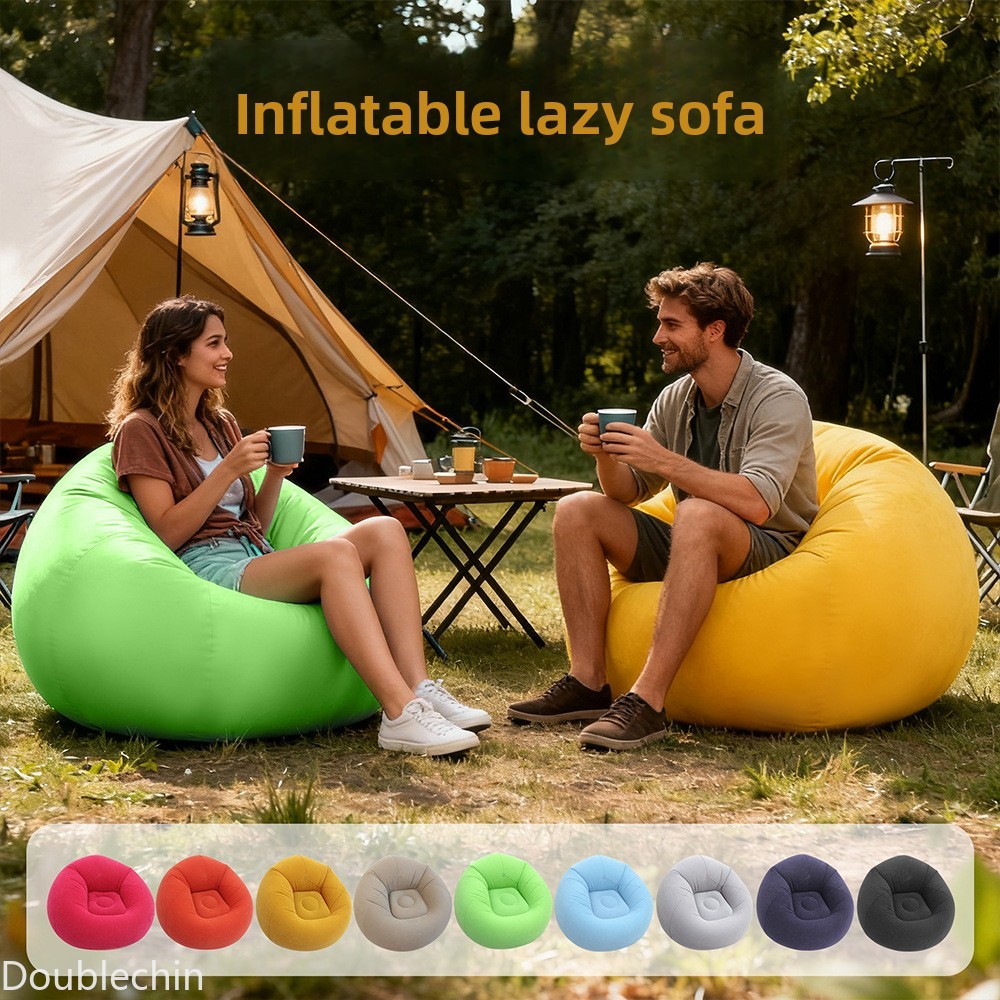 Floor Cushion Pouf - โซฟาเป่าลมแบบเดี่ยว ทรงกลม พับเก็บได้ ใช้สำหรับพักผ่อนทั้งในบ้านและนอกบ้าน