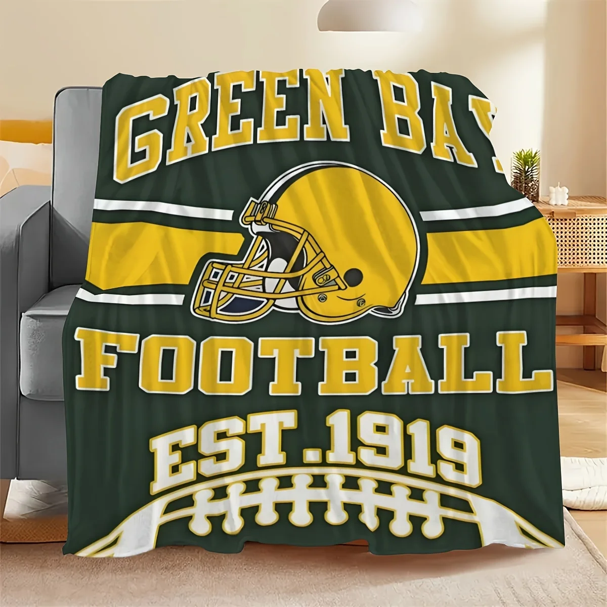 Home Textiles Throw - ผ้าห่มทีมฟุตบอลเนื้อนุ่ม น้ำหนักเบา สีเขียวเบย์ชมพู ผ้าฟลานเนล ผ้าคลุมเตียงแสนสบาย สำหรับใช้ในบ้าน