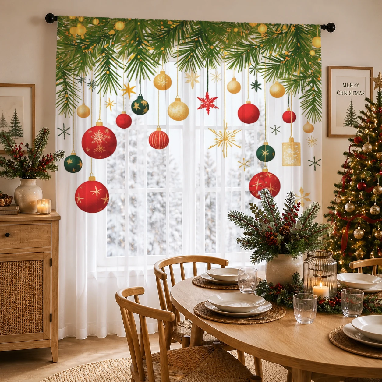 Curtain Sheer Voile - ผ้าม่านโปร่งไล่เฉดสีคริสต์มาส คุณภาพดี ช่วยลดแสงและเพิ่มความเป็นส่วนตัว เหมาะสำหรับห้องนั่งเล่น/ห้องนอน/ห้องเด็ก ของขวัญวันแม่
