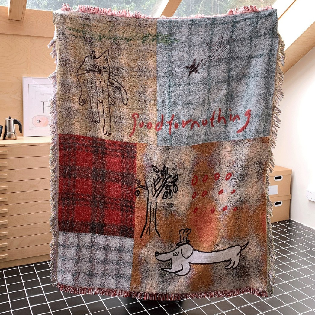 Home Textiles City - สิ่งทอเมืองกลางโบราณลายสก๊อตสุนัข Art Tapestry ผ้าห่มดีสําหรับไม่มีนวนิยายรูปแบบตกแต่งบ้านโซฟา Slipcover
