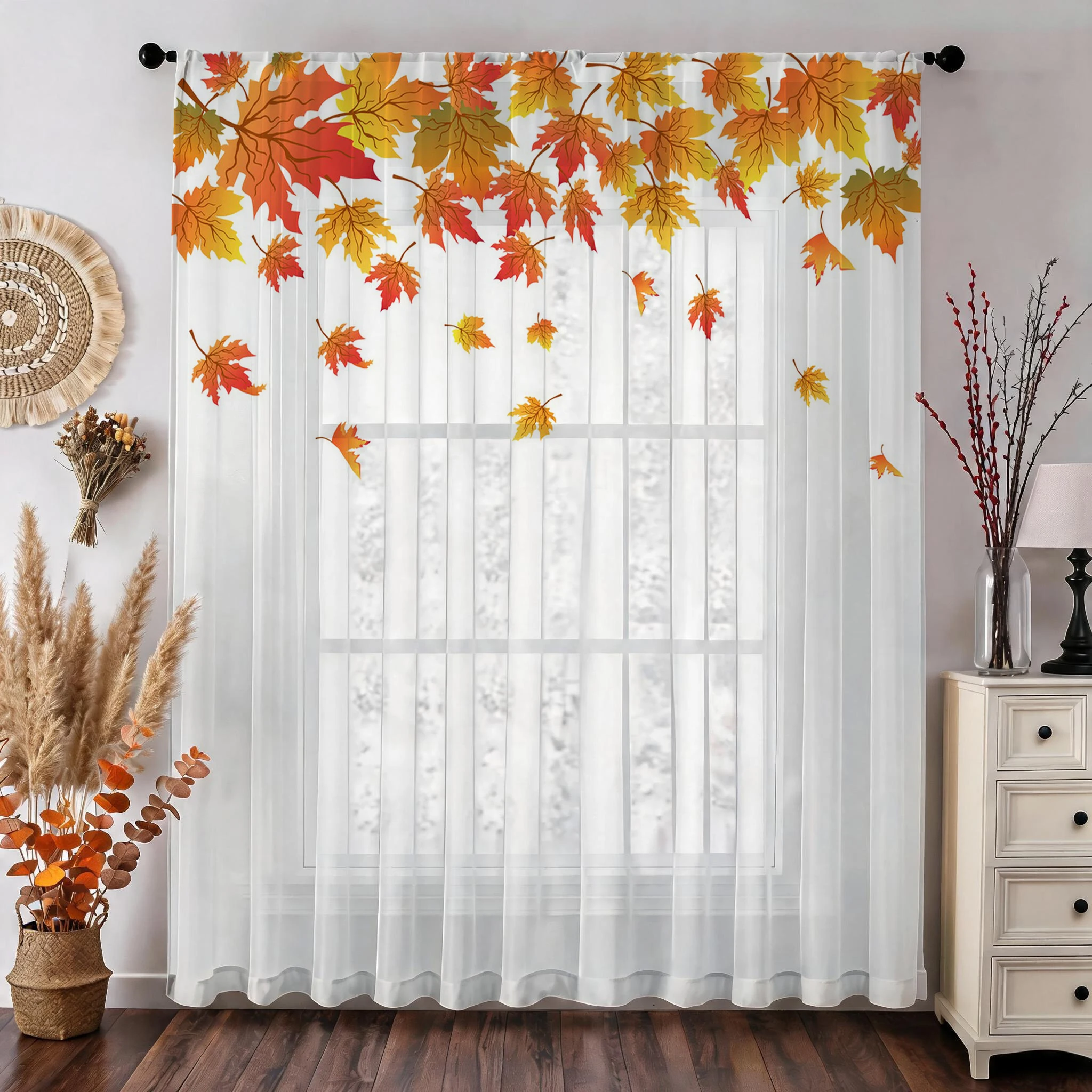 ผ้าม่านโปร่งแสงลายใบเมเปิ้ลแบบ - Curtain Sheer Voile บทวิจารณ์และราคา