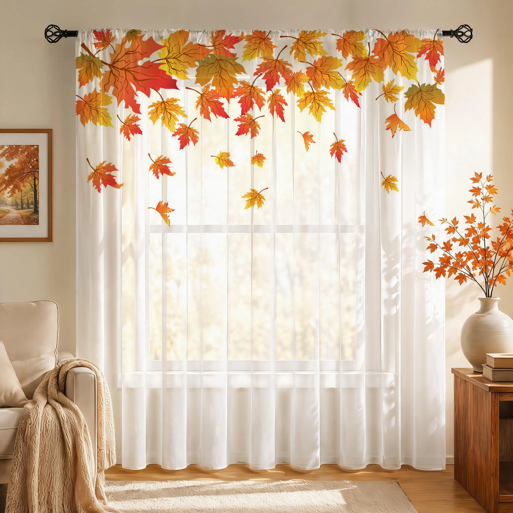ผ้าม่านโปร่งแสงลายใบเมเปิ้ลแบบ - Curtain Sheer Voile บทวิจารณ์และราคา