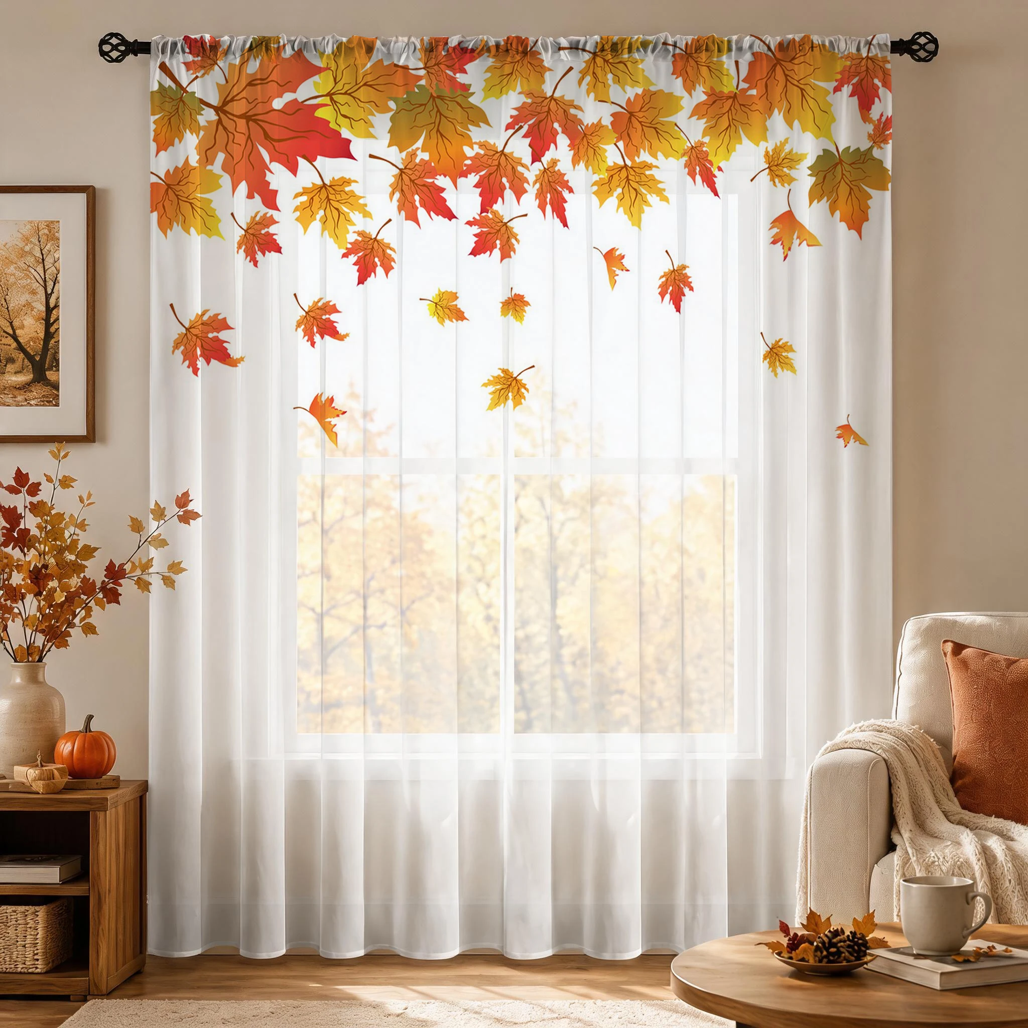 ผ้าม่านโปร่งแสงลายใบเมเปิ้ลแบบ - Curtain Sheer Voile บทวิจารณ์และราคา