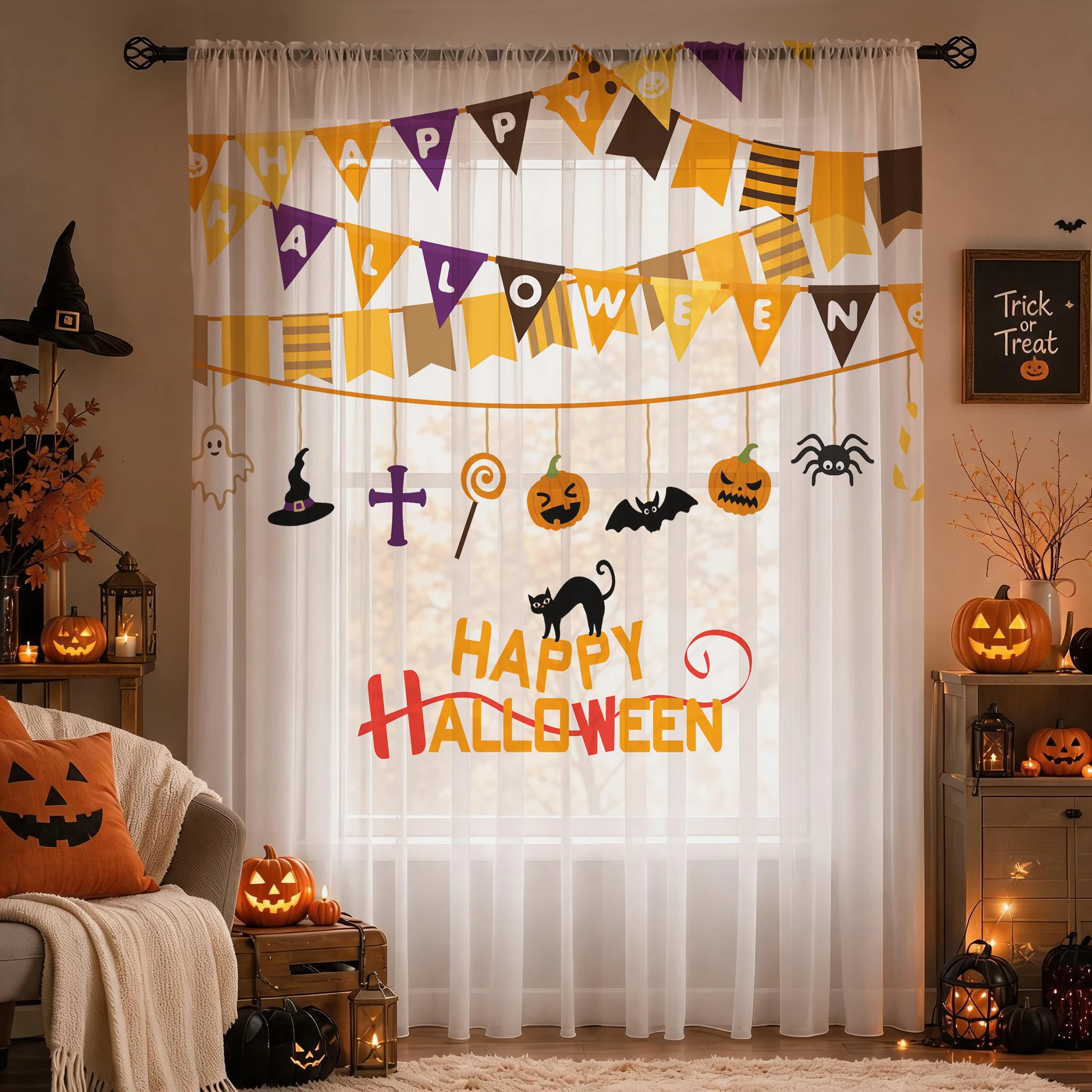 ผ้าม่านโปร่งสำหรับเทศกาลฮาโลวี - Curtain Sheer Voile บทวิจารณ์และราคา