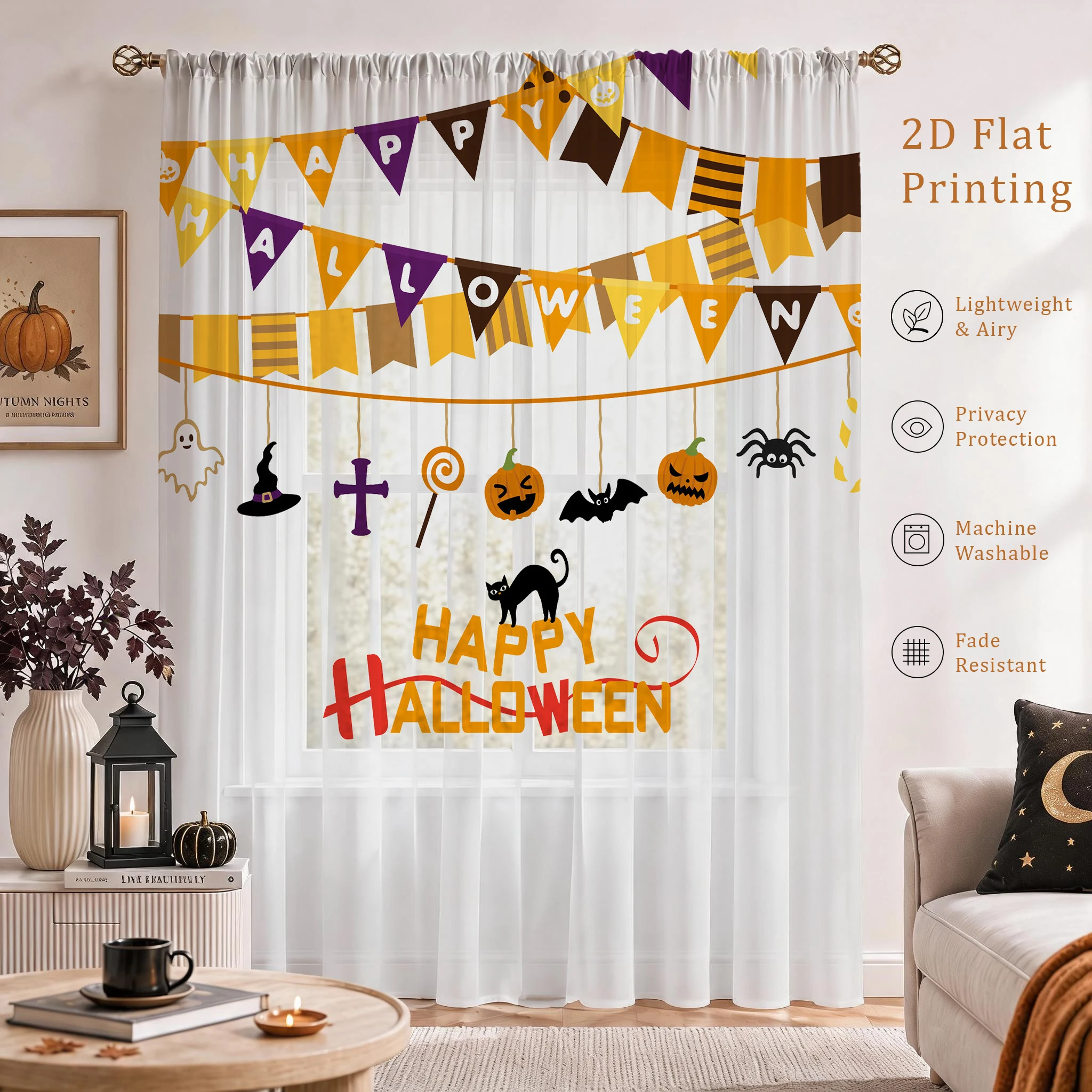 ผ้าม่านโปร่งสำหรับเทศกาลฮาโลวี - Curtain Sheer Voile บทวิจารณ์และราคา