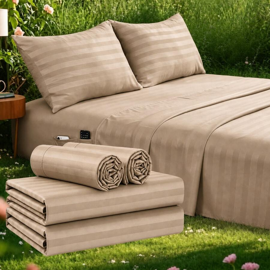 ชุดผ้าปูที่นอนลายทางแบบเย็นสบา - Fitted Sheet Deep บทวิจารณ์และราคา