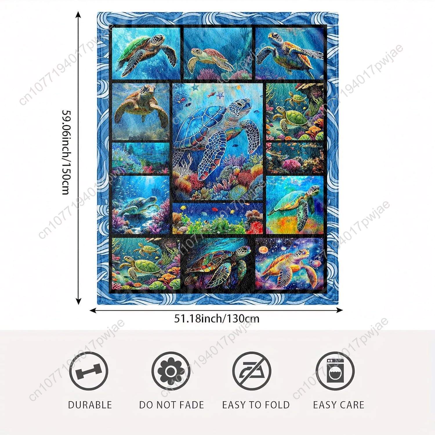 ผ้าห่มลายเต่าทะเล ผ้าฟลานเนล น - Home Textiles Throw บทวิจารณ์และราคา
