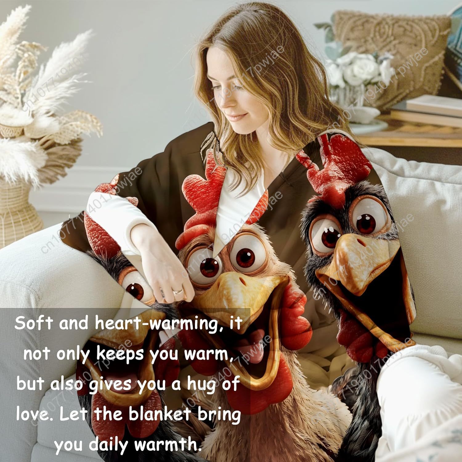 ของขวัญผ้าห่มไก่สำหรับผู้หญิง  - Home Textiles Throw บทวิจารณ์และราคา