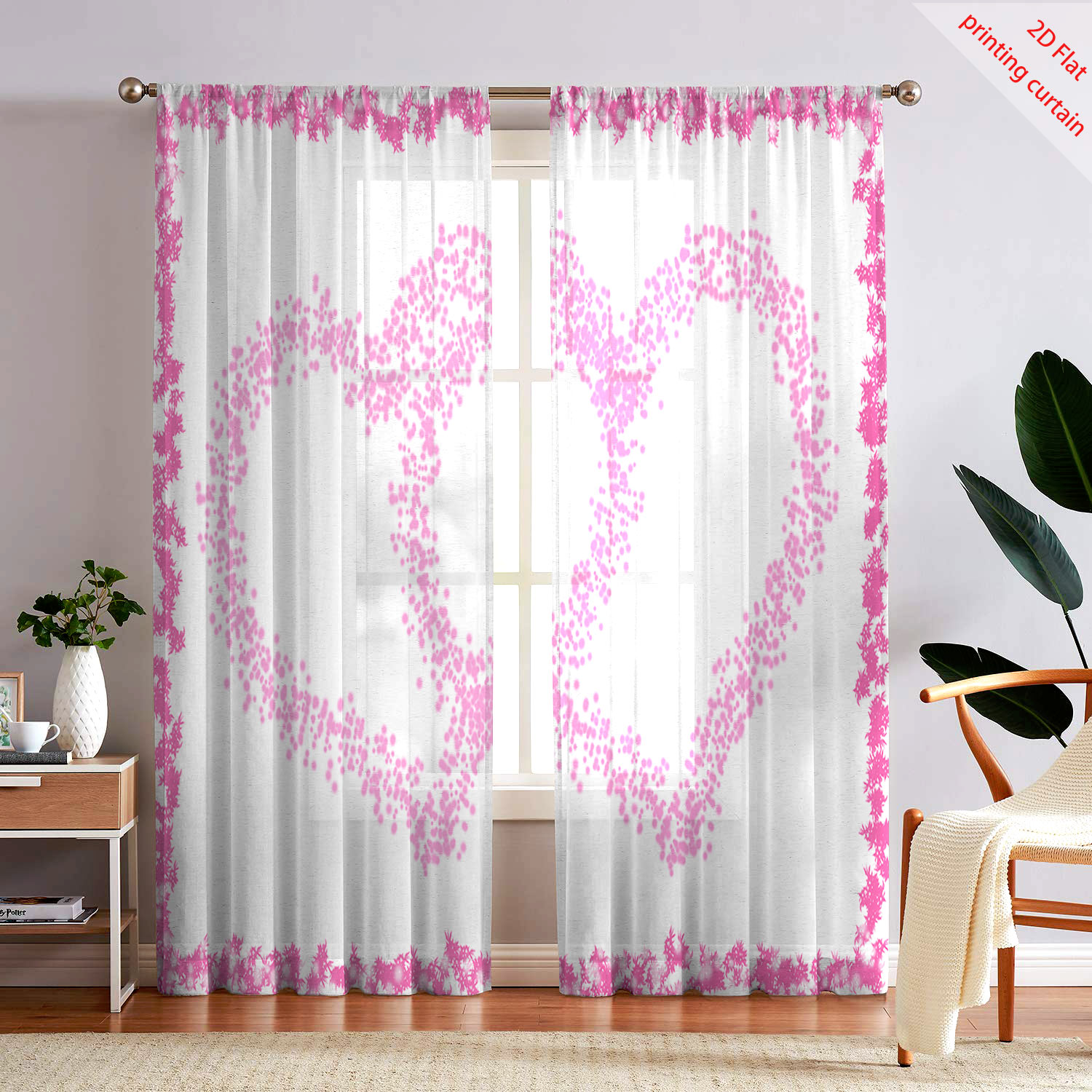 ผ้าม่านโปร่งใสพิมพ์ลายรูปหัวใจ - Curtain Sheer Voile บทวิจารณ์และราคา