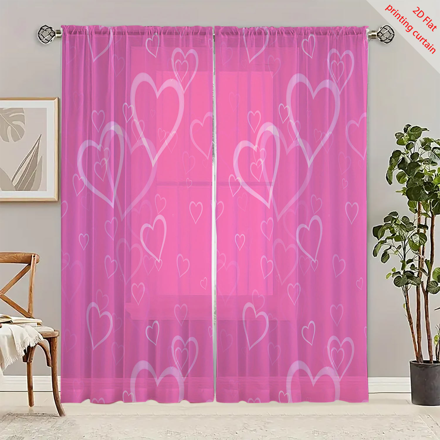 ผ้าม่านโปร่งใสพิมพ์ลายรูปหัวใจ - Curtain Sheer Voile บทวิจารณ์และราคา