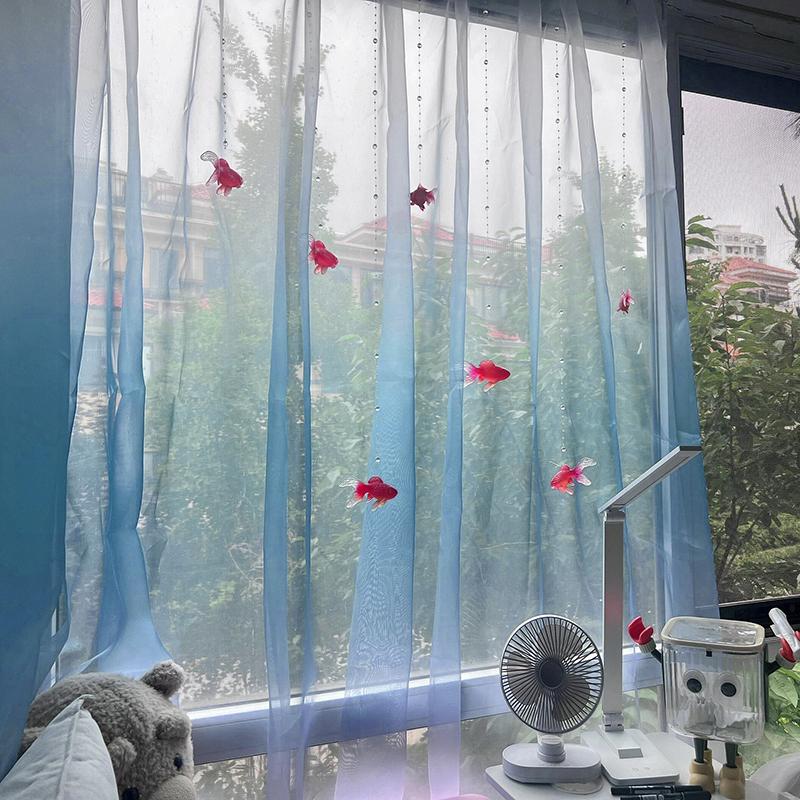 ผ้าม่านหน้าต่างโปร่งแสงสีฟ้าอ่ - Curtain Sheer Voile บทวิจารณ์และราคา