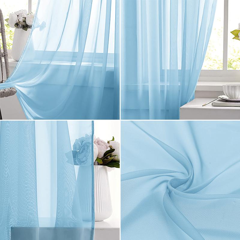 ผ้าม่านหน้าต่างโปร่งแสงสีฟ้าอ่ - Curtain Sheer Voile บทวิจารณ์และราคา