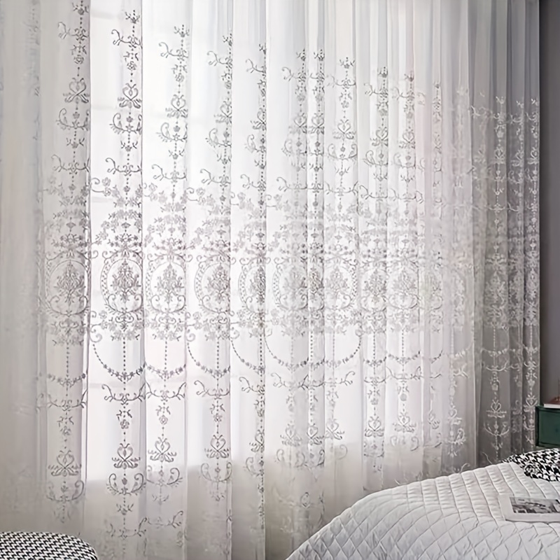 ผ้าม่านโปร่งแสงสีขาวปักลายดอกไ - Curtain Sheer Voile บทวิจารณ์และราคา
