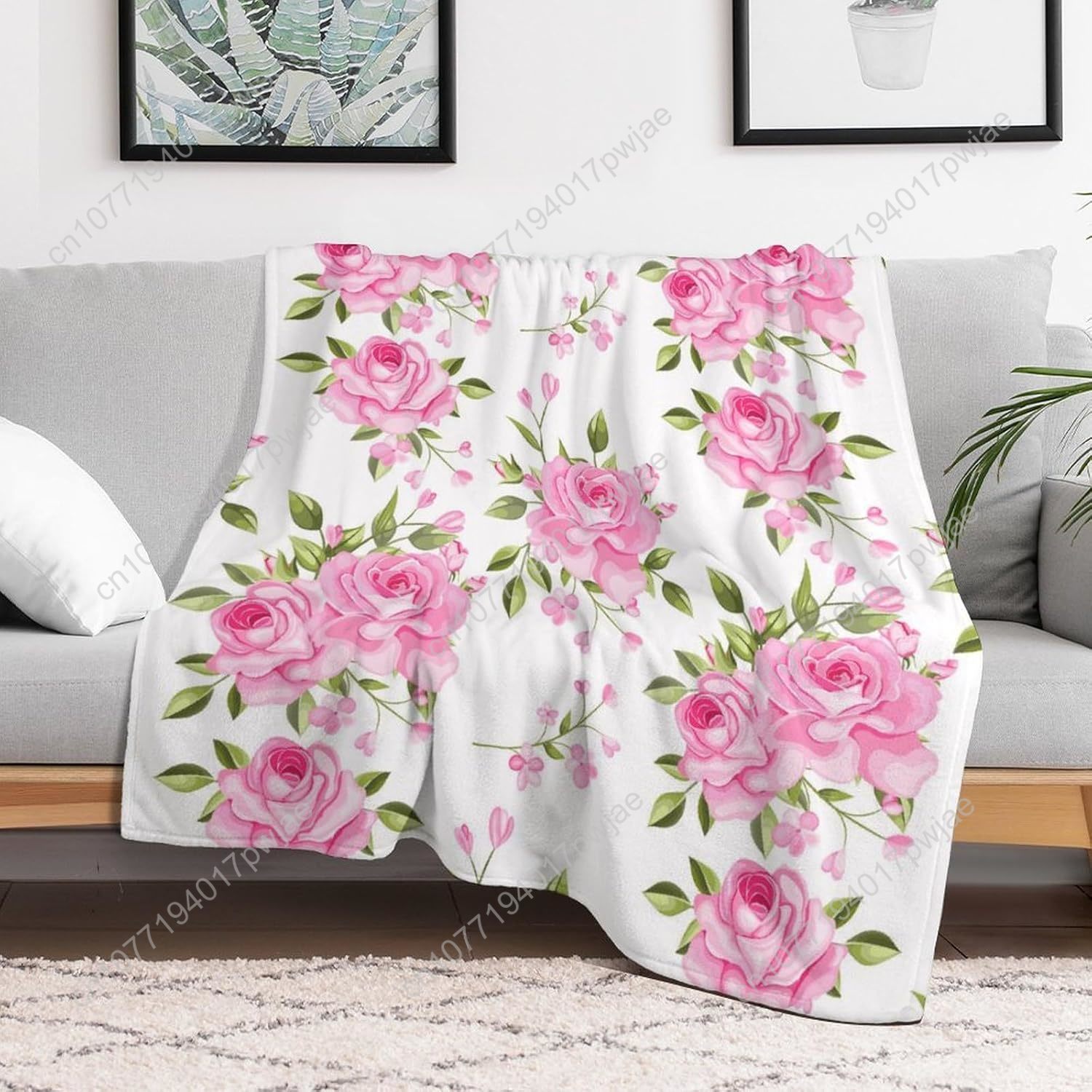 ผ้าห่มลายดอกไม้สีชมพู ของขวัญต - Home Textiles Throw บทวิจารณ์และราคา
