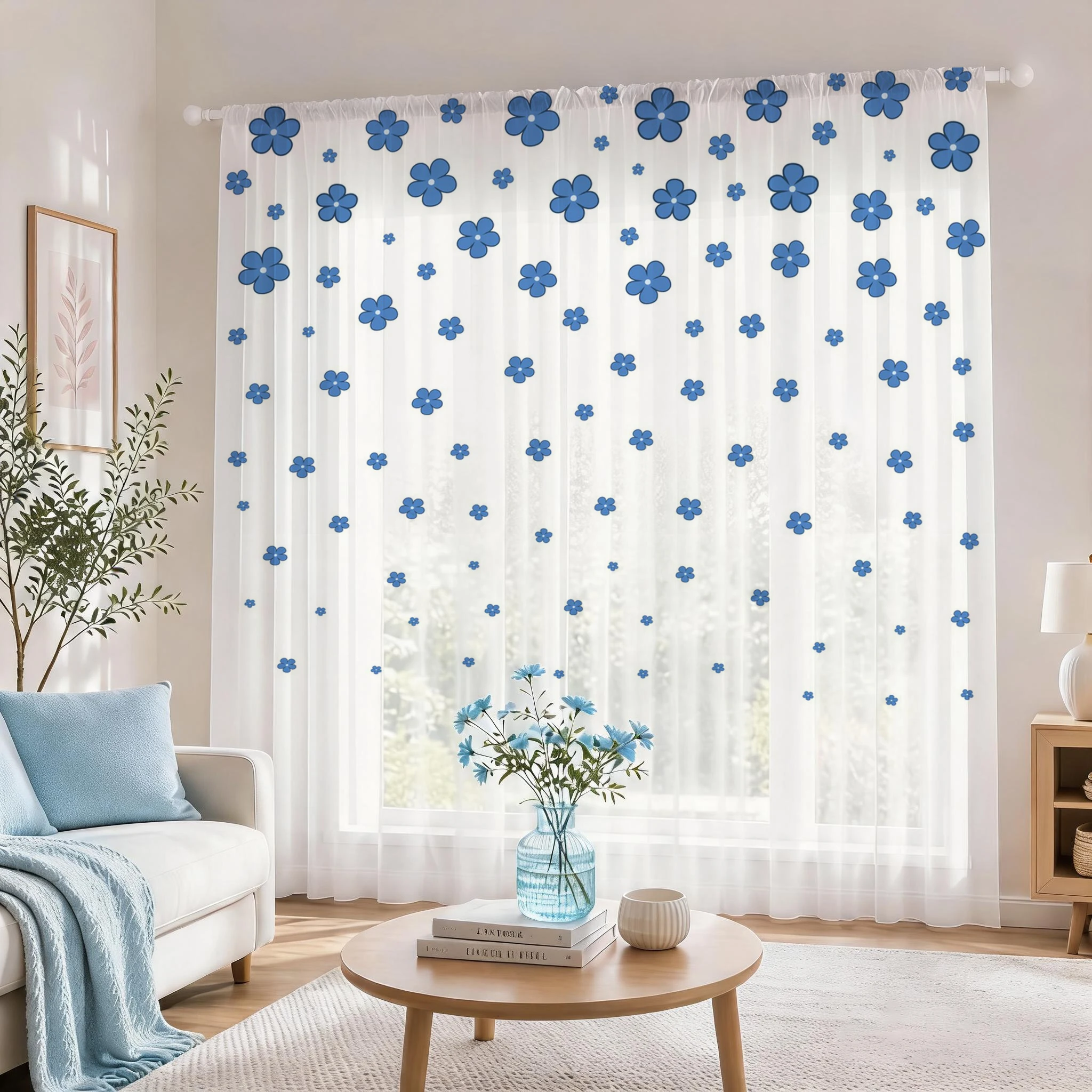 ผ้าม่านโปร่งไล่เฉดสีฟ้าอ่อนสไต - Curtain Sheer Voile บทวิจารณ์และราคา