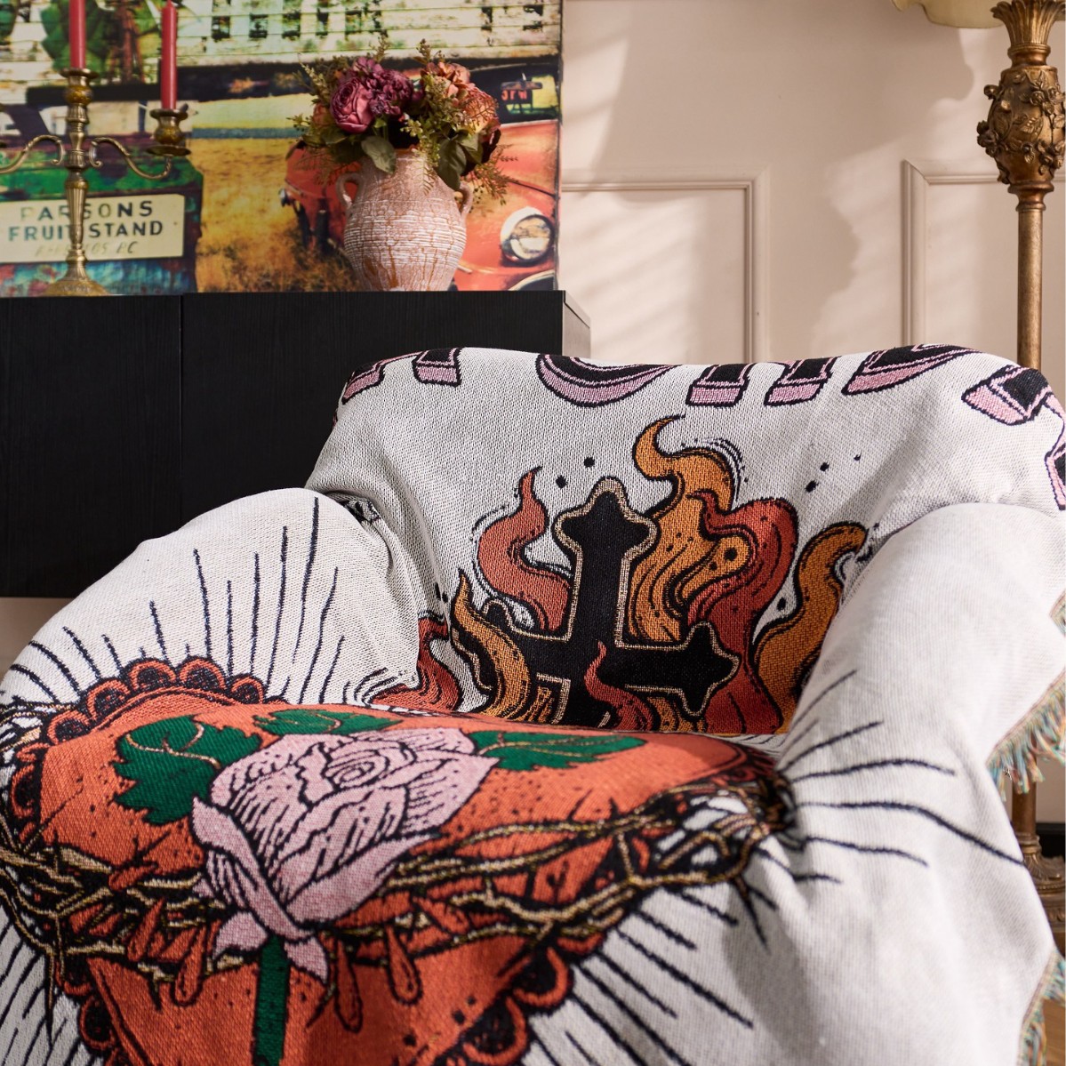 ผ้าห่มลายดอกกุหลาบหัวใจมีหนามส - Home Textiles City บทวิจารณ์และราคา