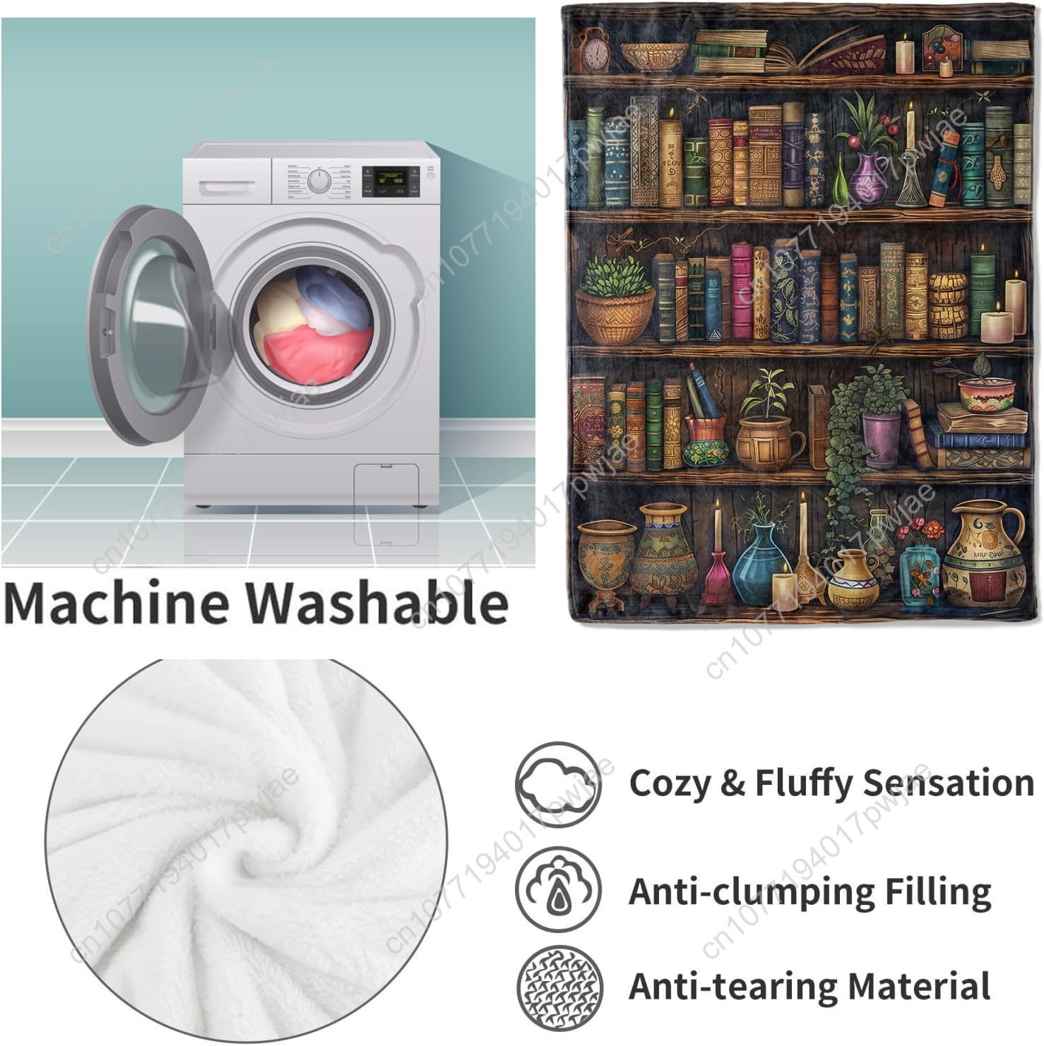 ผ้าห่มลายชั้นวางหนังสือวินเทจ  - Home Textiles Throw บทวิจารณ์และราคา