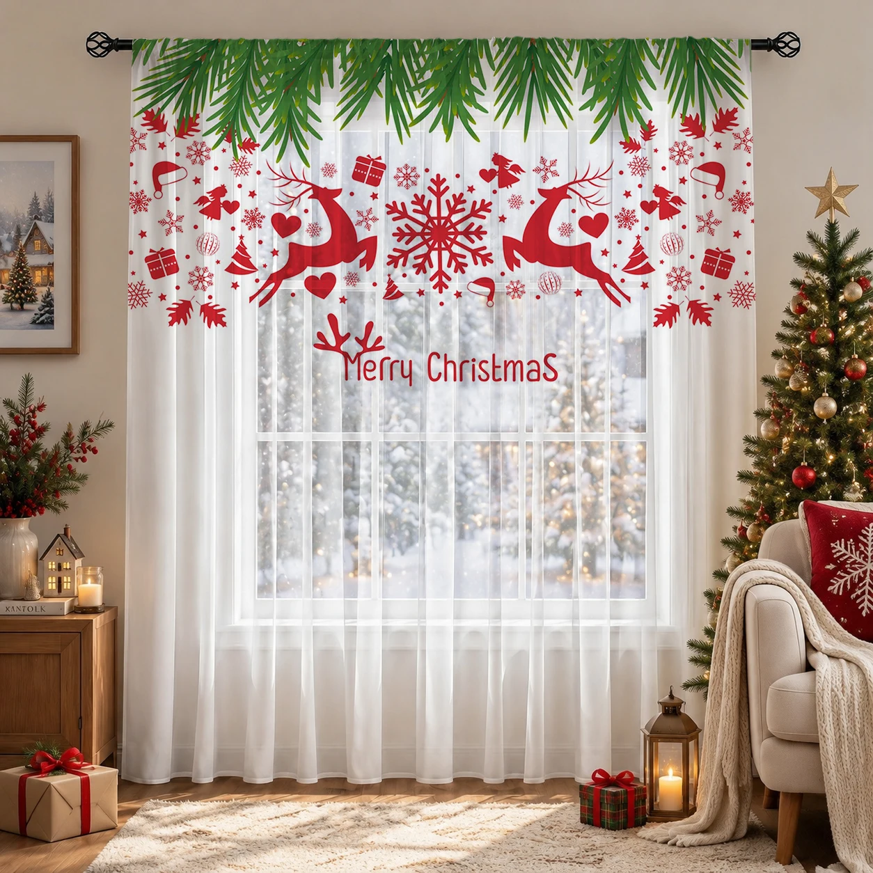 ผ้าม่านโปร่งไล่เฉดสีคริสต์มาส  - Curtain Sheer Voile บทวิจารณ์และราคา