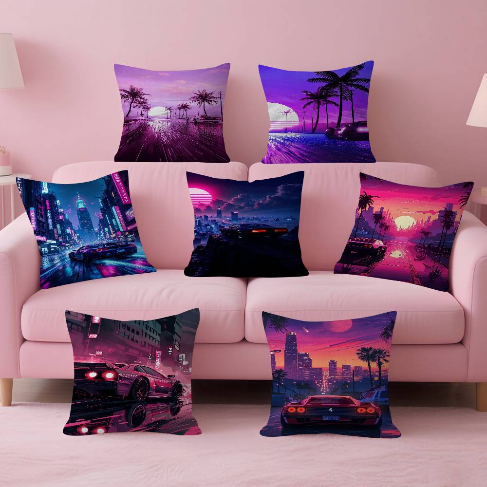 นีออนไนท์ซิตี้แลนด์สเคปยุค 80  - Home Textiles City บทวิจารณ์และราคา
