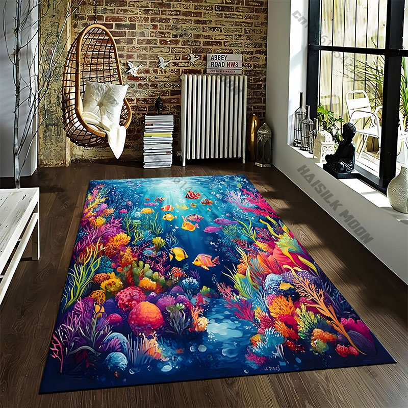 เมืองใต้น้ำที่มีสีสันสดใส พรมโ - Home Textiles City บทวิจารณ์และราคา