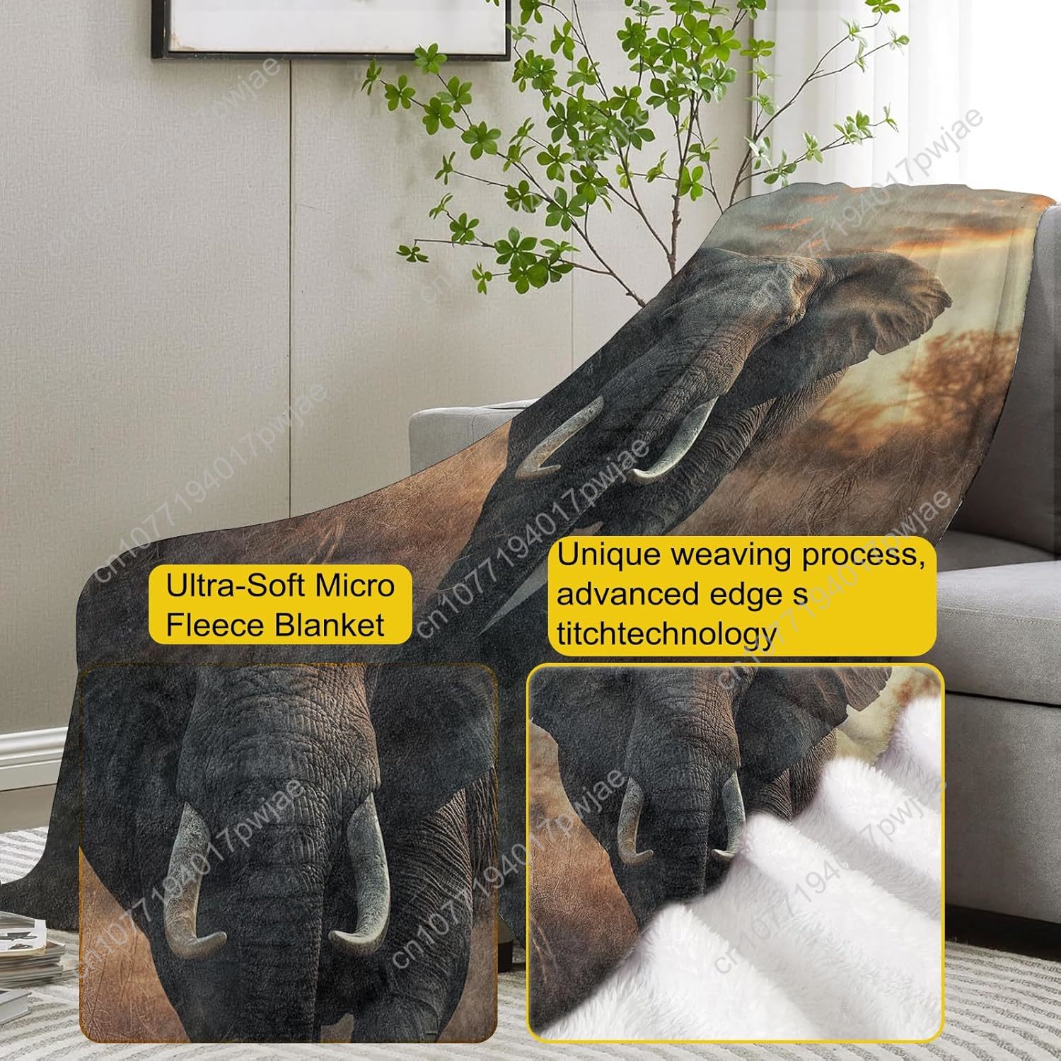 ผ้าห่มขนช้าง ลายธรรมชาติสมจริง - Home Textiles Throw บทวิจารณ์และราคา