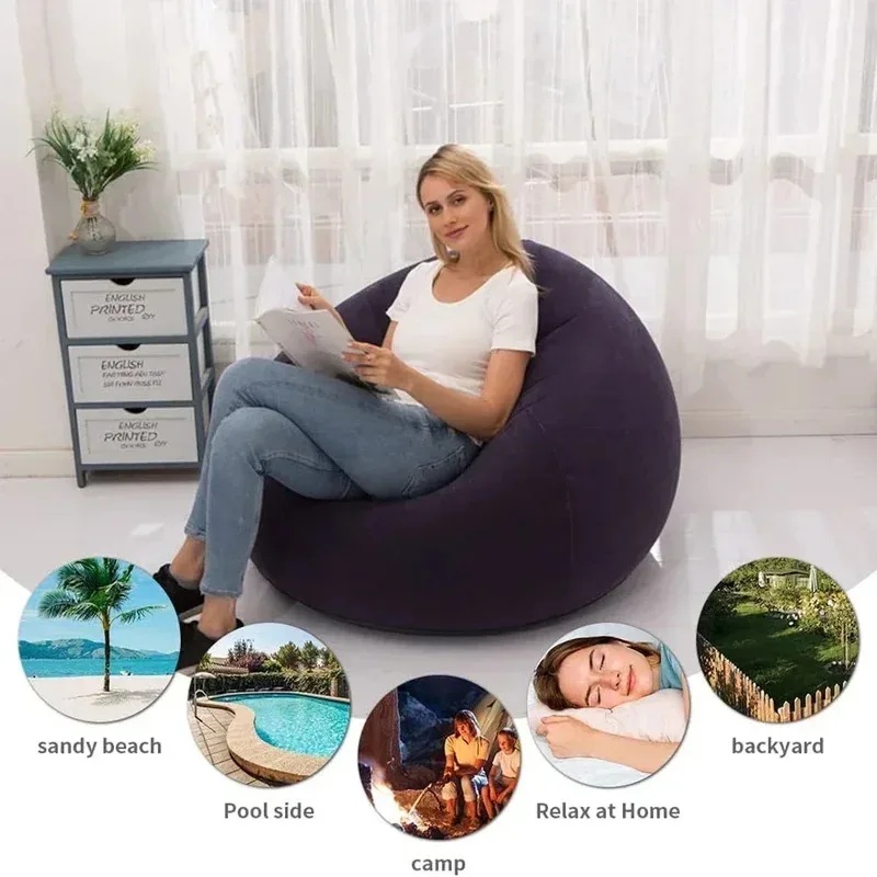 โซฟาเป่าลมขนาดใหญ่ PVC เก้าอี้ - Floor Cushion Pouf บทวิจารณ์และราคา