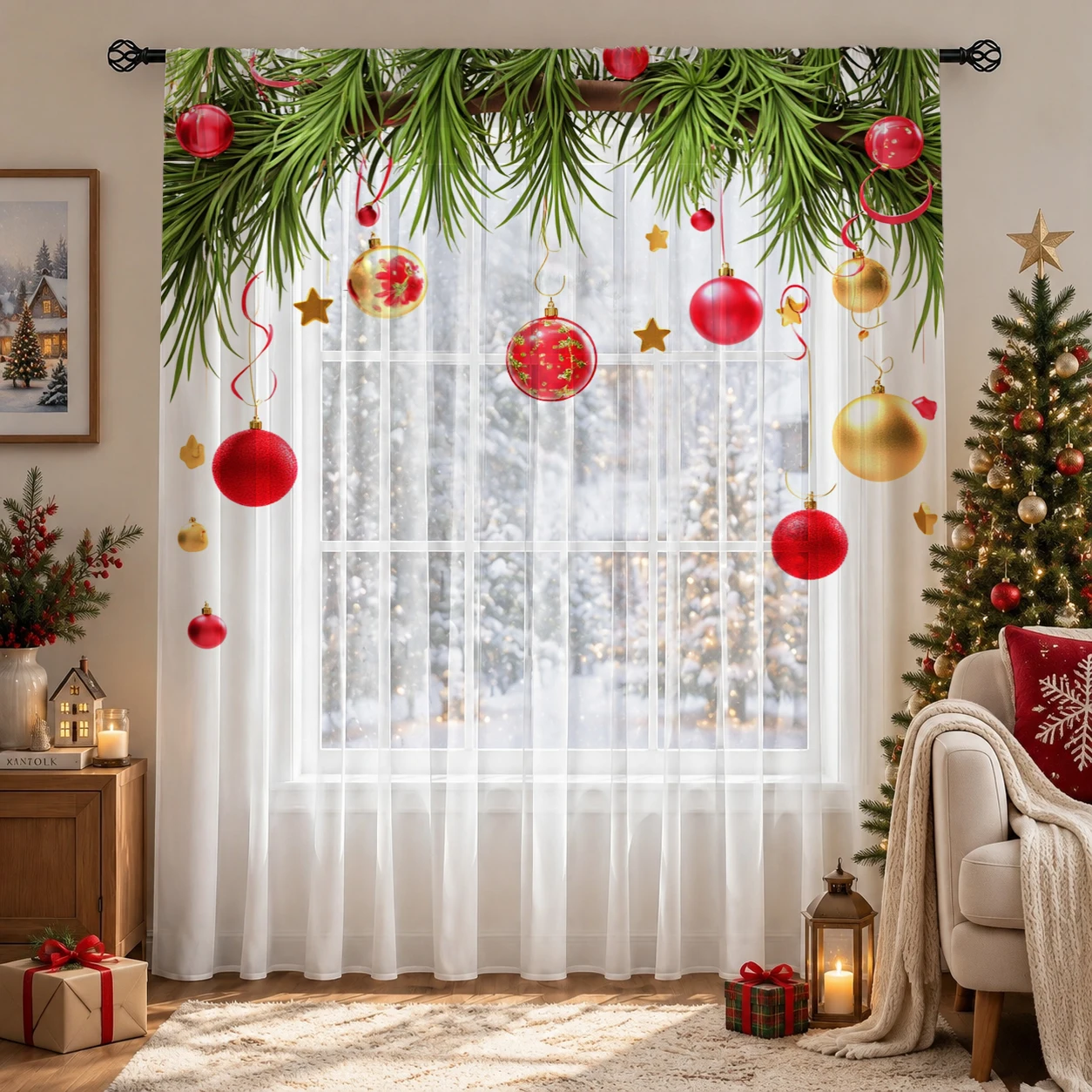 ผ้าม่านโปร่งไล่เฉดสีคริสต์มาส  - Curtain Sheer Voile บทวิจารณ์และราคา