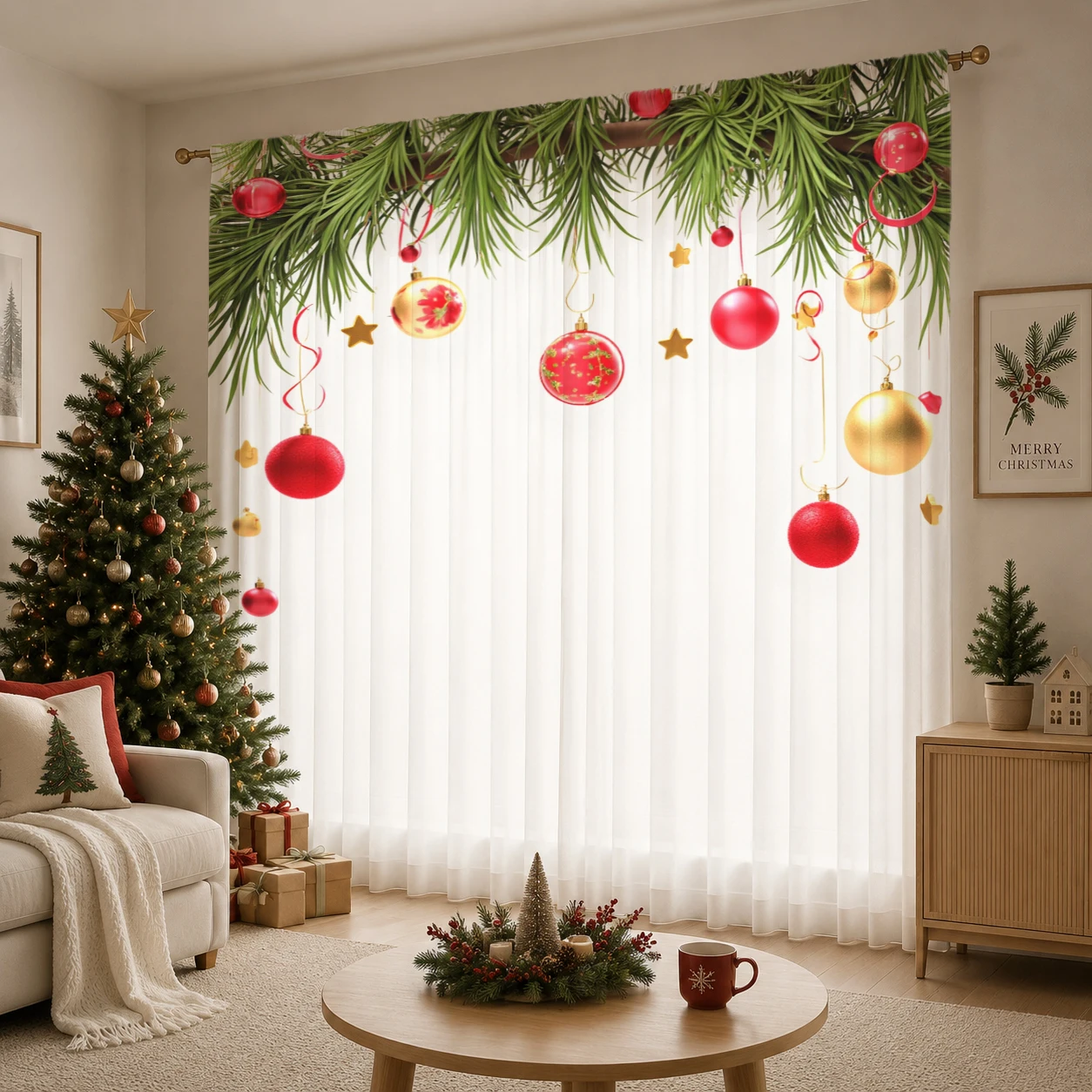 ผ้าม่านโปร่งไล่เฉดสีคริสต์มาส  - Curtain Sheer Voile บทวิจารณ์และราคา