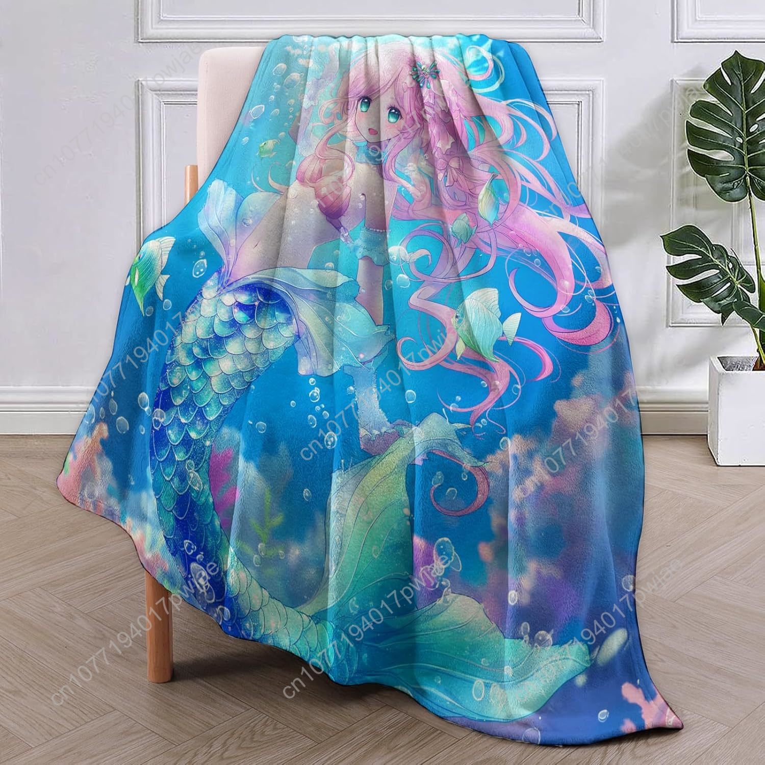 ผ้าห่มลายการ์ตูนนางเงือกน่ารัก - Home Textiles Throw บทวิจารณ์และราคา