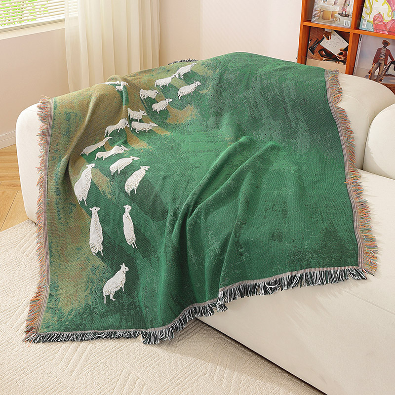 ผ้าห่มทอแจ็คการ์ดลายทุ่งหญ้าสี - Home Textiles City บทวิจารณ์และราคา