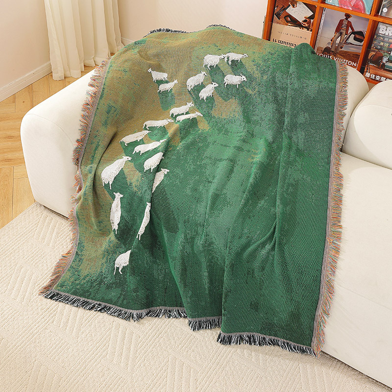 ผ้าห่มทอแจ็คการ์ดลายทุ่งหญ้าสี - Home Textiles City บทวิจารณ์และราคา