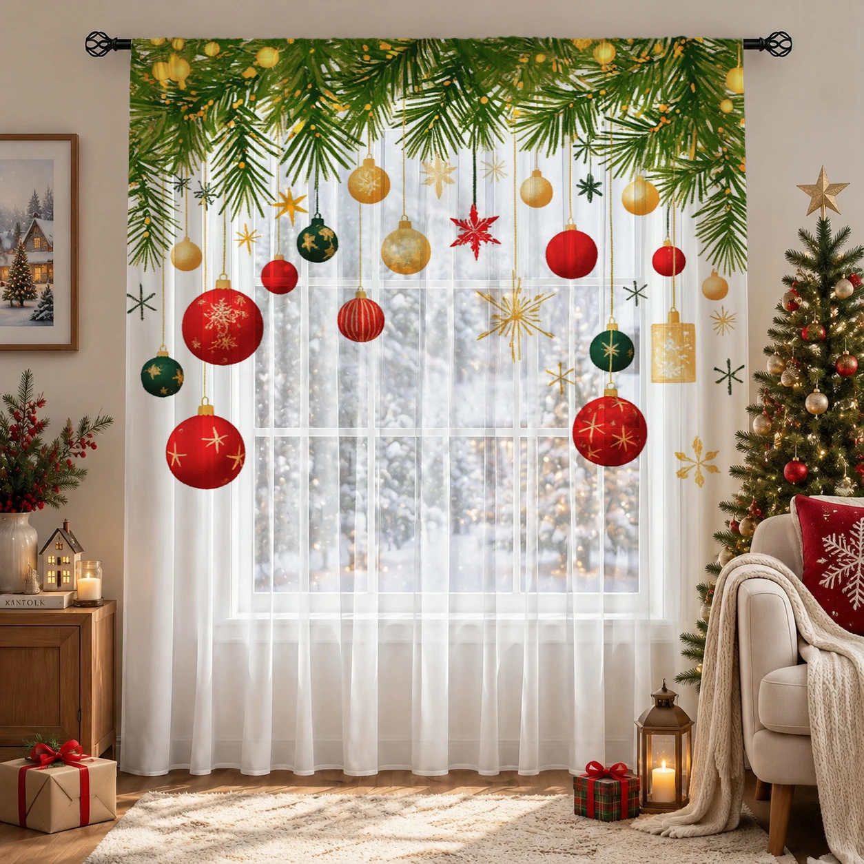 ผ้าม่านโปร่งไล่เฉดสีคริสต์มาส  - Curtain Sheer Voile บทวิจารณ์และราคา